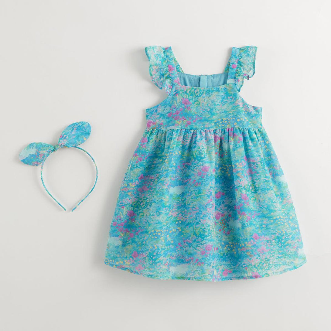 Girls Monet Garden Flutter Sleeve Dress 240370 - MARC&JANIE