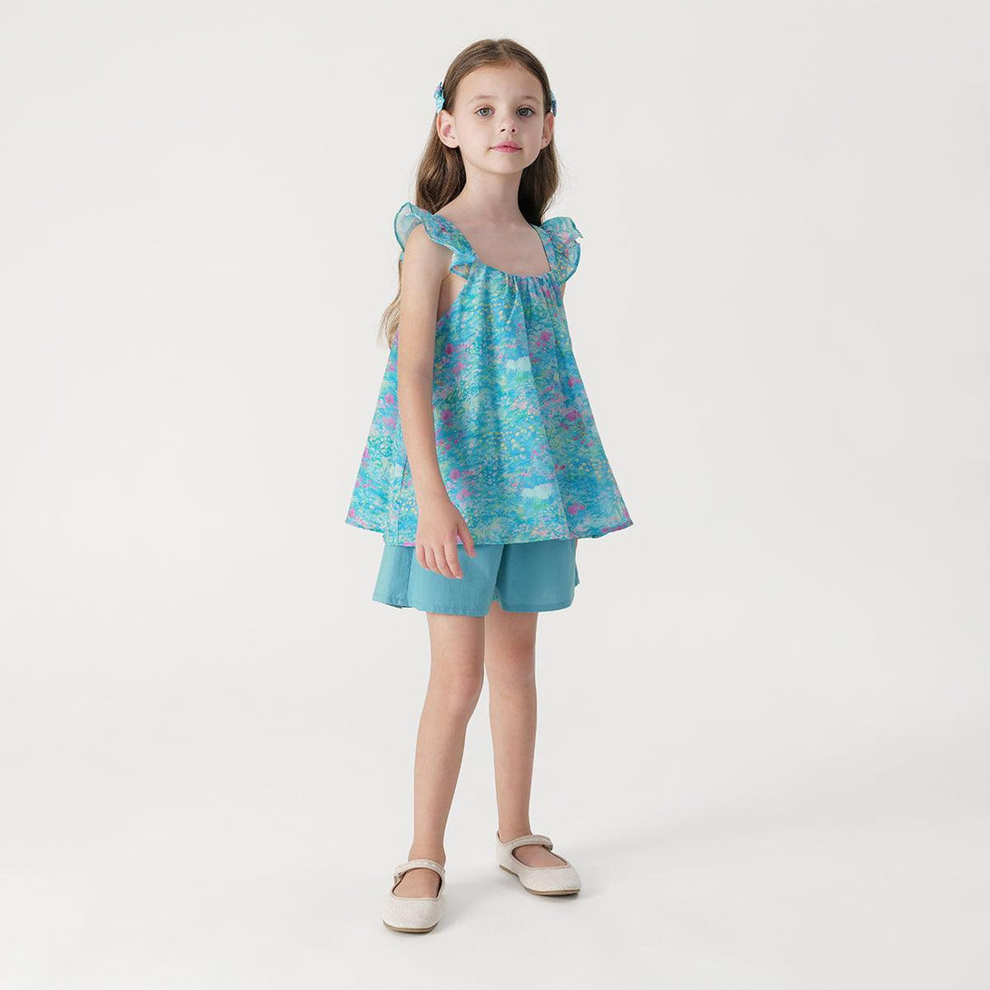 Girls Monet Garden Flutter Sleeve Short Sleeve Set 240375 - MARC&JANIE