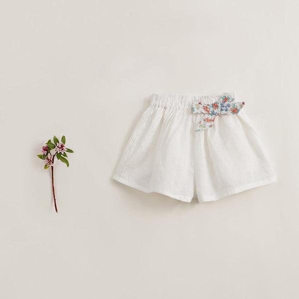 MARC&JANIE LUFU French Series Girls Summer Natural Linen Breathable Short Pants 230886 - MARC&JANIE