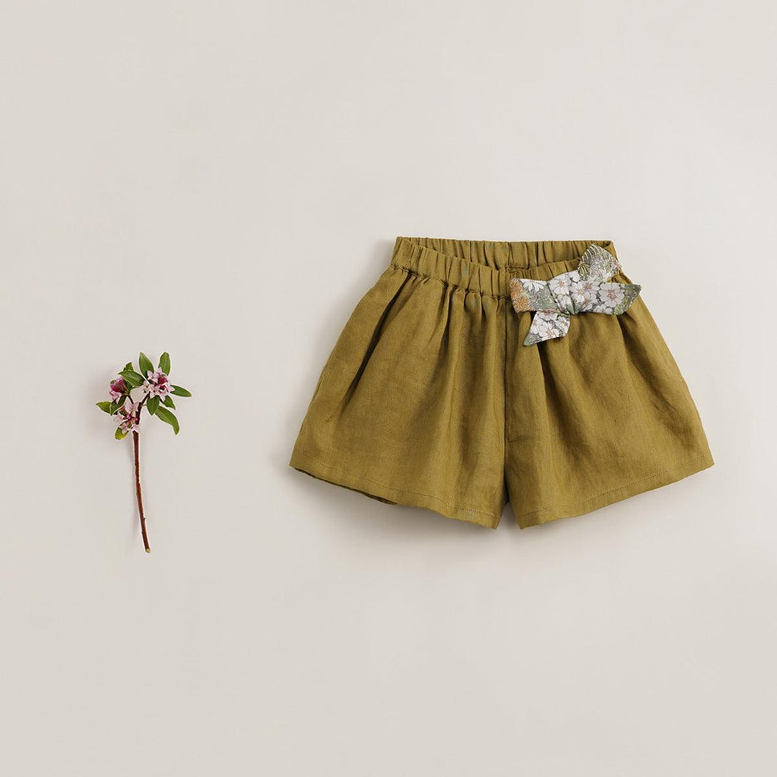 MARC&JANIE LUFU French Series Girls Summer Natural Linen Breathable Short Pants 230886 - MARC&JANIE