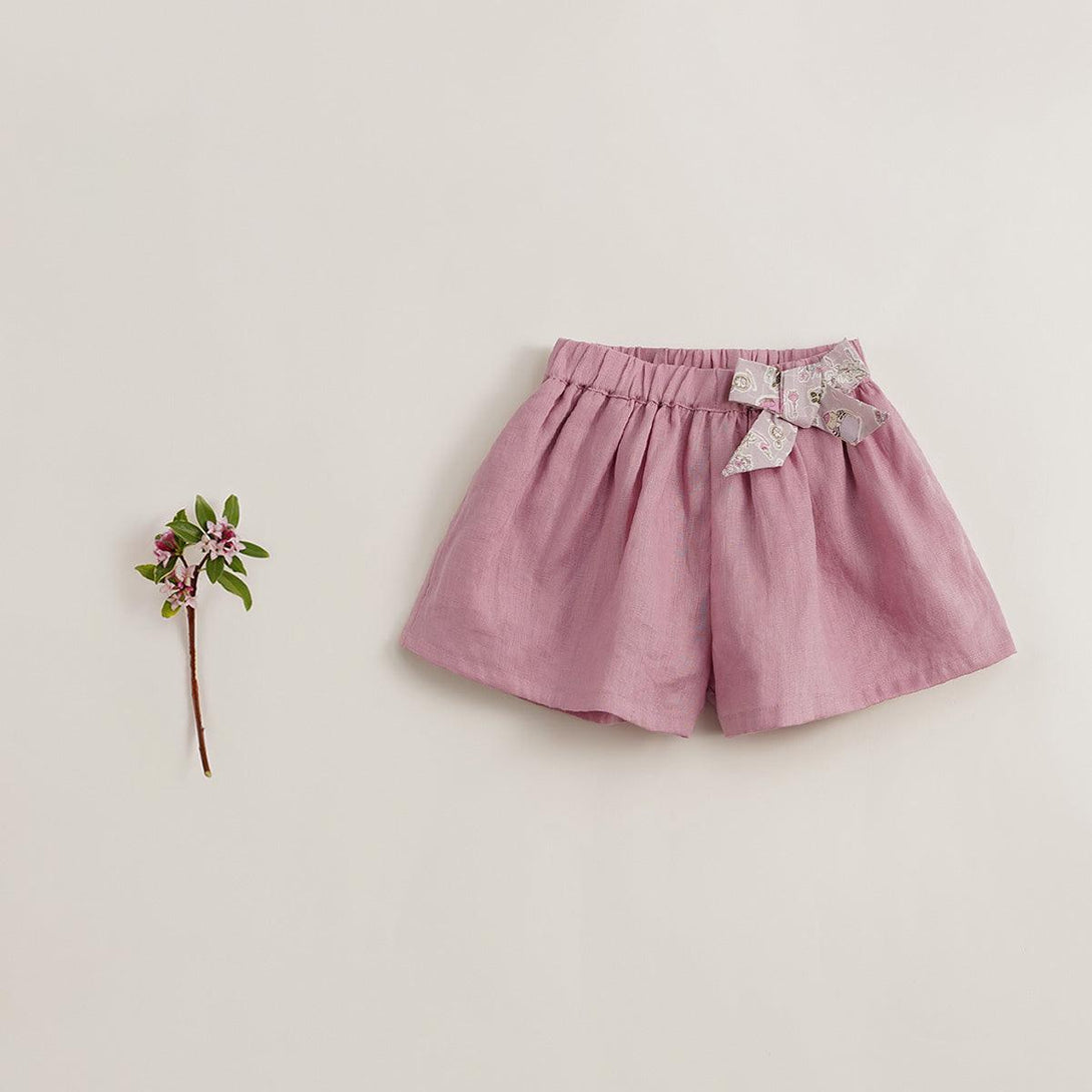 MARC&JANIE LUFU French Series Girls Summer Natural Linen Breathable Short Pants 230886 - MARC&JANIE