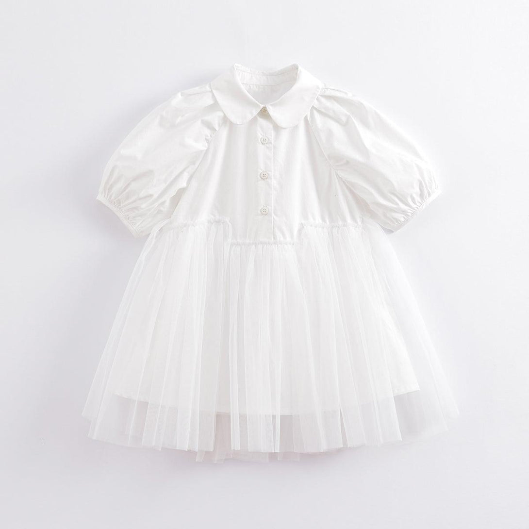 Girls Nordic Puff Sleeve Cotton Mesh Dress 230083 - MARC&JANIE