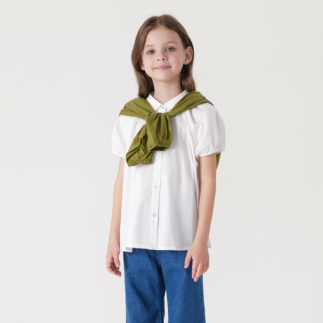 Girls Doll Collar Pure Cotton Half Sleeves Shirts 230096 - MARC&JANIE