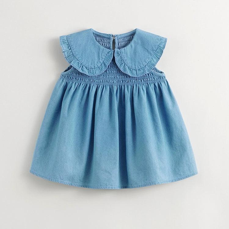 Girls Peter Pan Collar Sleeveless Denim Dress 240687 - MARC&JANIE