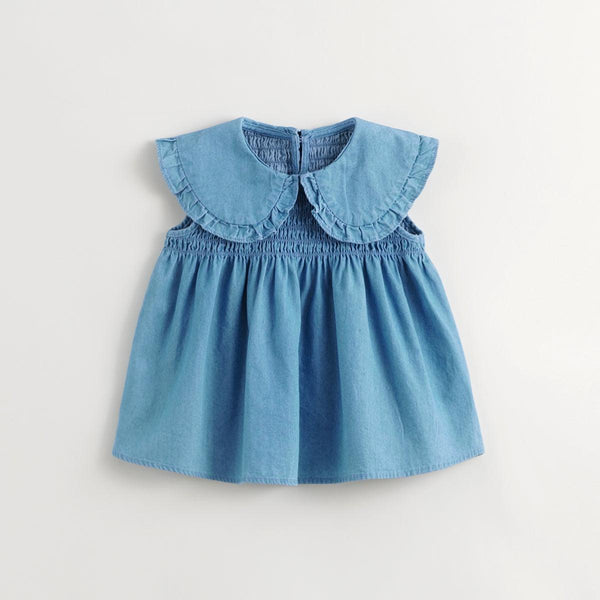 Girls Doll Collar Sleeveless Denim Shirt 240697 - MARC&JANIE