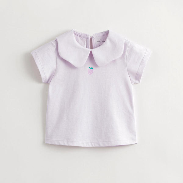 MARC&JANIE Girls Doll Collar Strawberry Short Sleeve T-shirt Top for Summer 240776 - MARC&JANIE