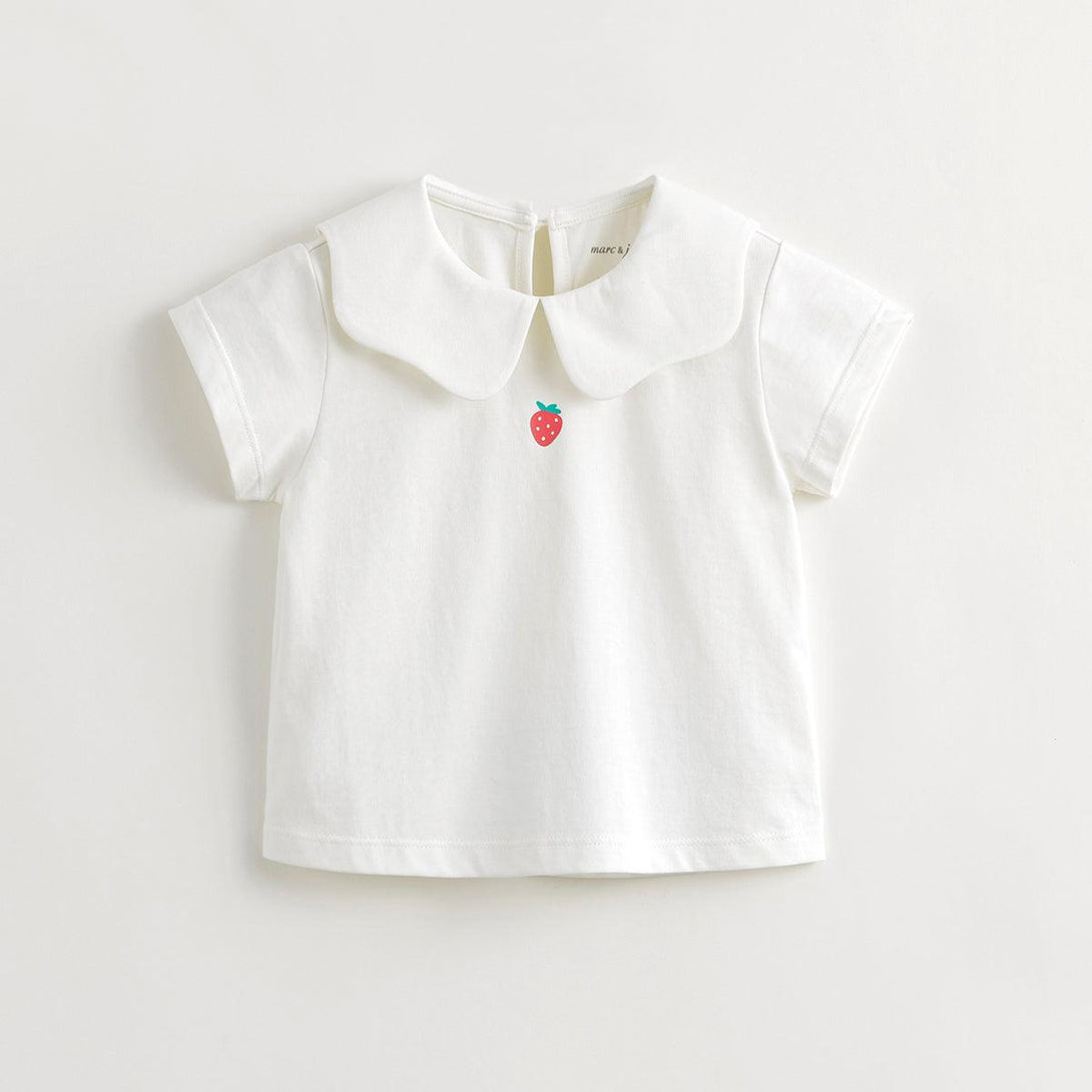 MARC&JANIE Girls Doll Collar Strawberry Short Sleeve T-shirt Top for Summer 240776 - MARC&JANIE