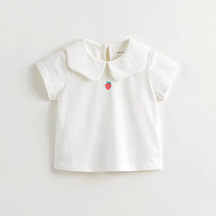 MARC&JANIE Girls Doll Collar Strawberry Short Sleeve T-shirt Top for Summer 240776 - MARC&JANIE