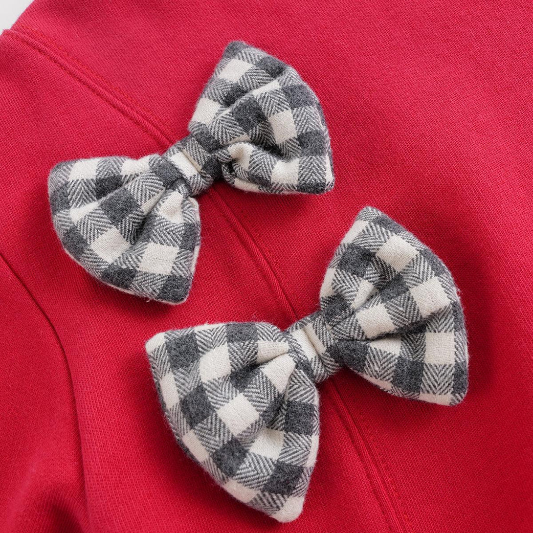 MARC&JANIE Girls Plaid Bow Loose Sweatshirt Kids' Tops for Autumn & Winter 232085 - MARC&JANIE