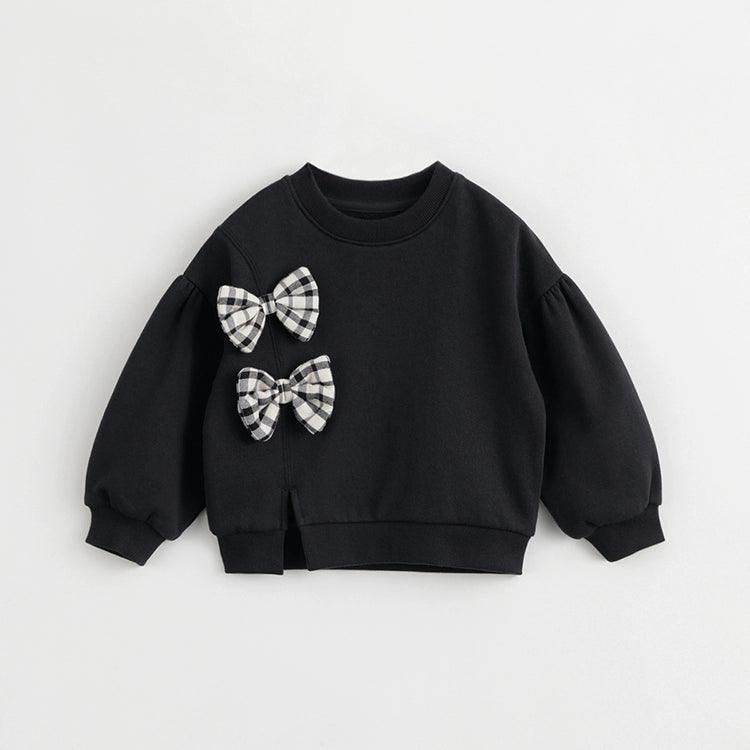 MARC&JANIE Girls Plaid Bow Loose Sweatshirt Kids' Tops for Autumn & Winter 232085 - MARC&JANIE