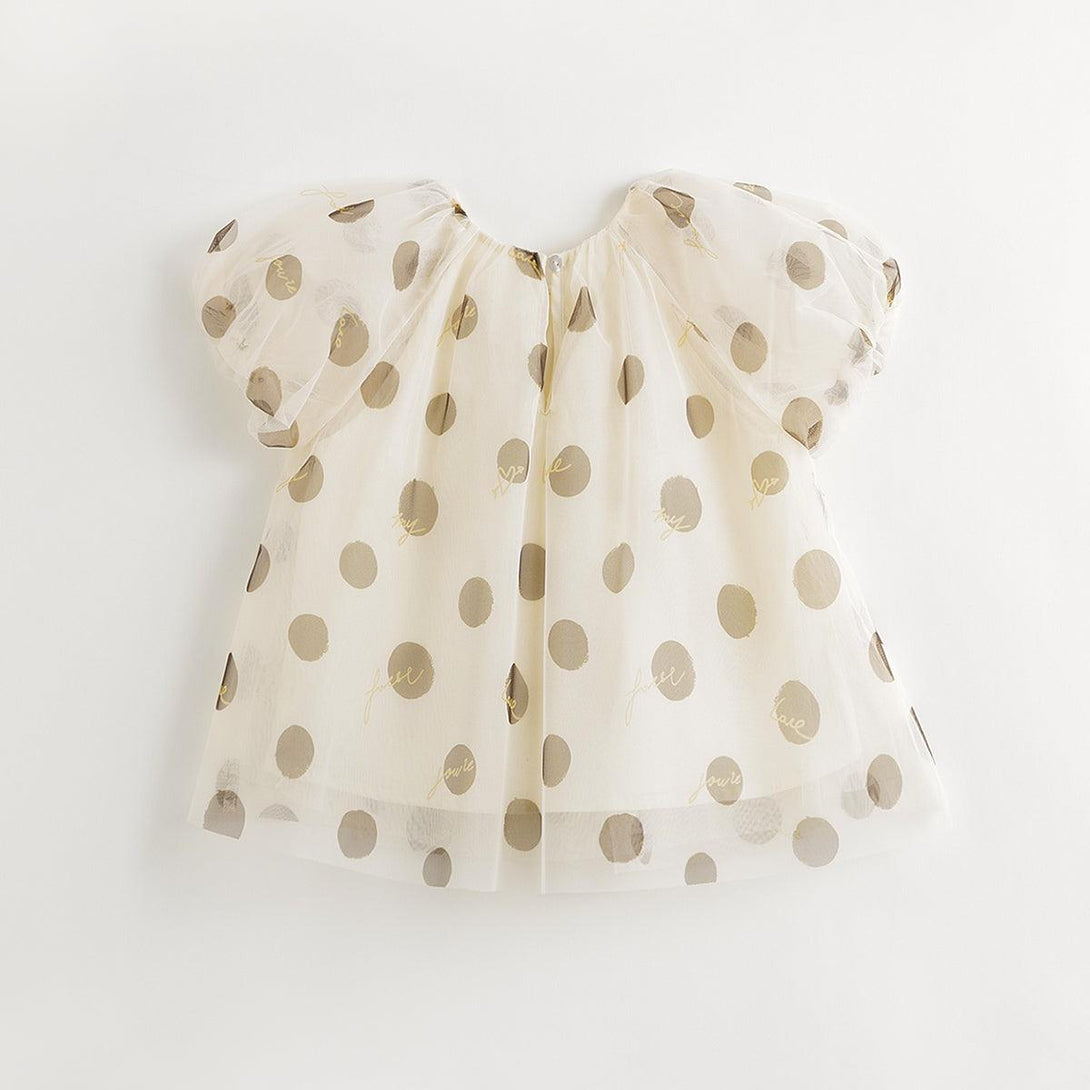 Girls Polka Dot Airy Tulle Bubble Sleeve Shirt 240730 - MARC&JANIE