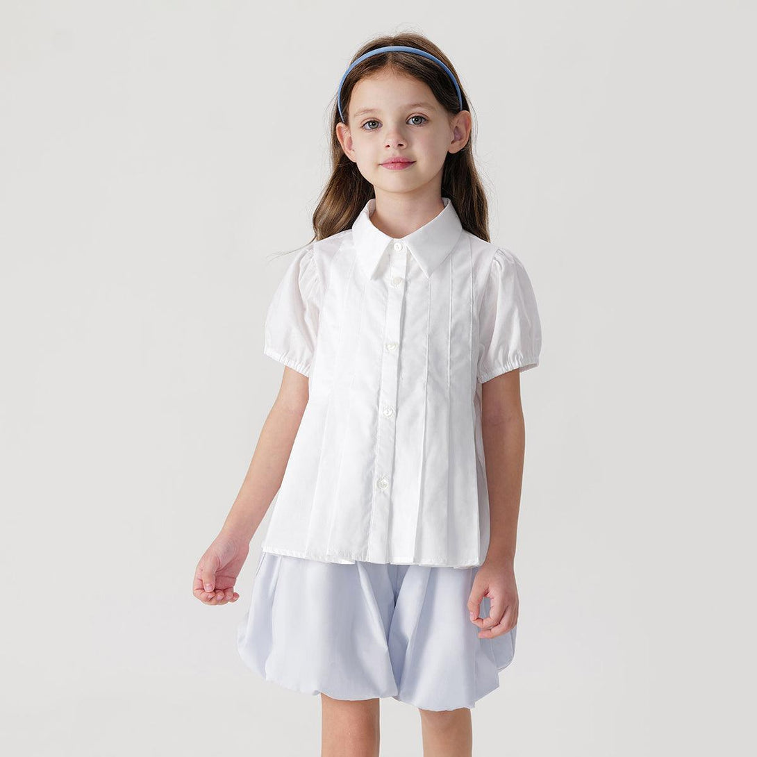 Girls Sweet Bubble Sleeve Short Sleeve Shirt Blouse 240602 - MARC&JANIE