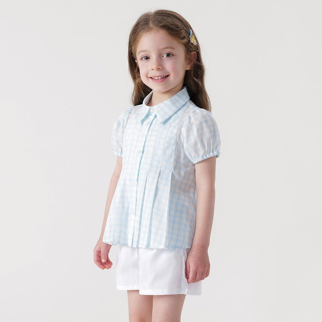 Girls Sweet Bubble Sleeve Short Sleeve Shirt Blouse 240602 - MARC&JANIE