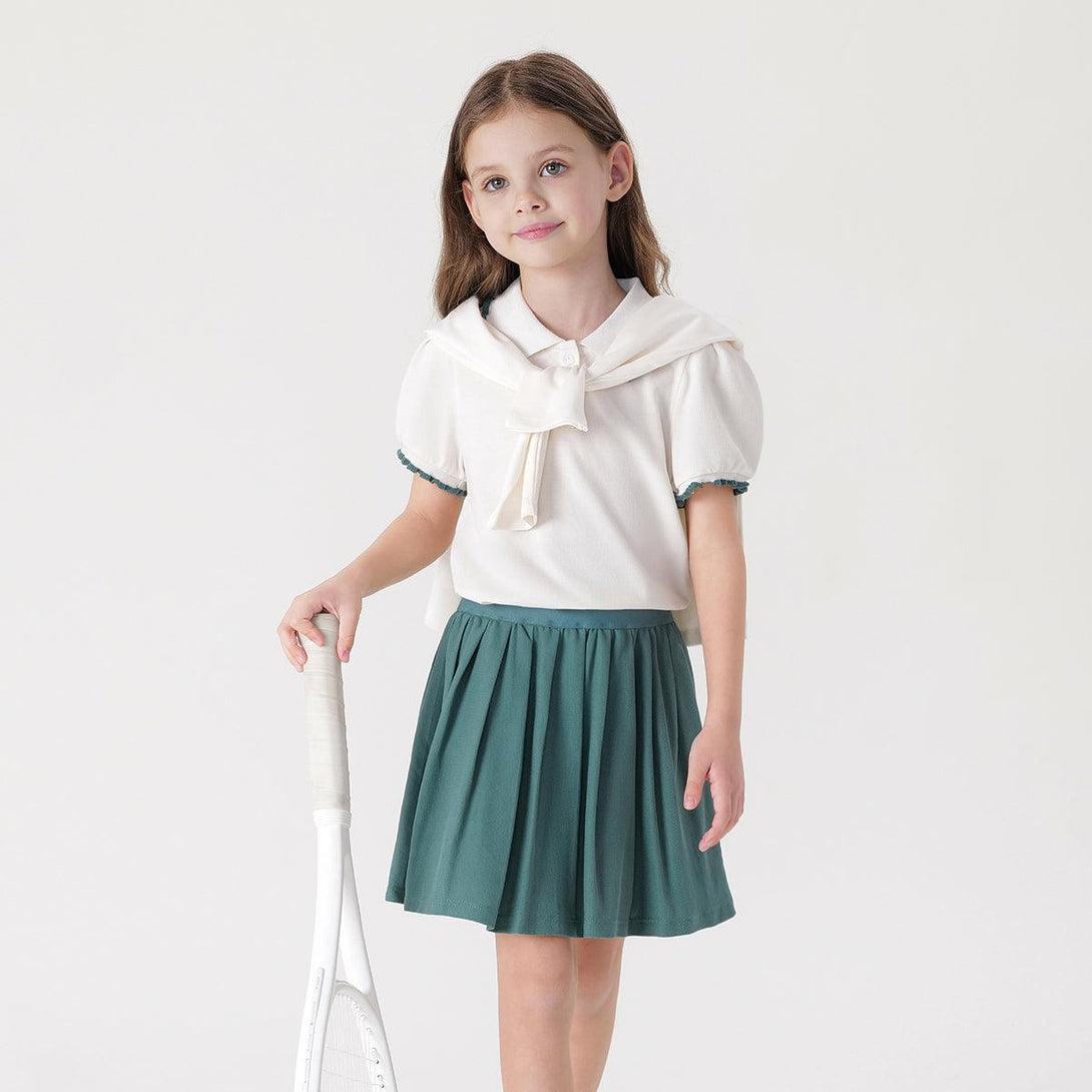 Girls POLO Collar Collegiate Cotton Skirt Sets 230581 - MARC&JANIE