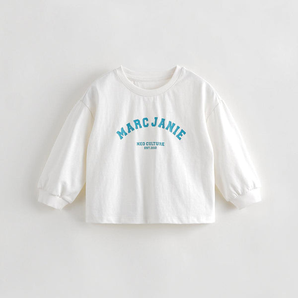 MARC&JANIE Girls Preppy Style Letters Print Cotton T-shirt Children's Blouse for Autumn 231362 - MARC&JANIE