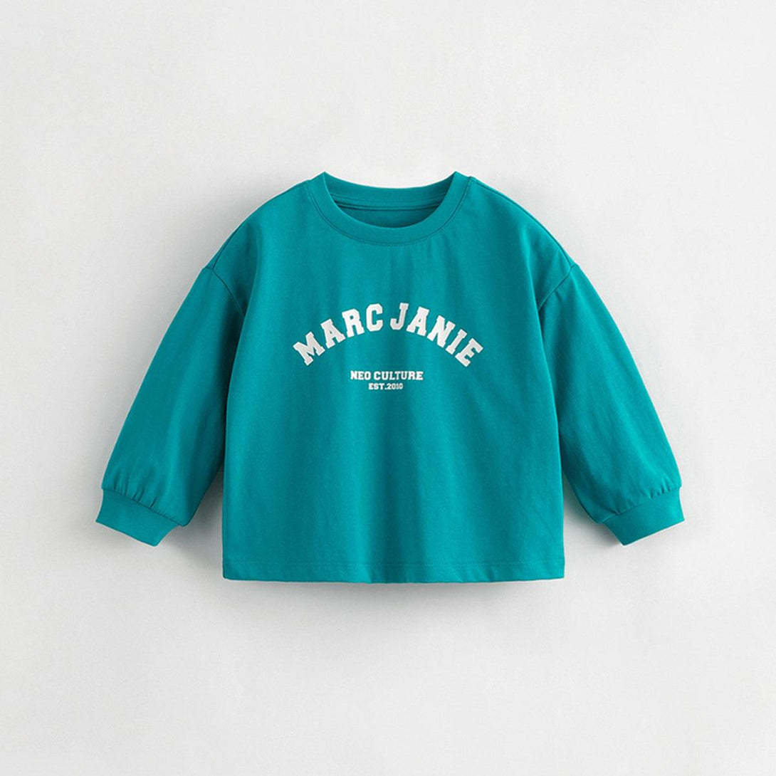 MARC&JANIE Girls Preppy Style Letters Print Cotton T-shirt Children's Blouse for Autumn 231362 - MARC&JANIE