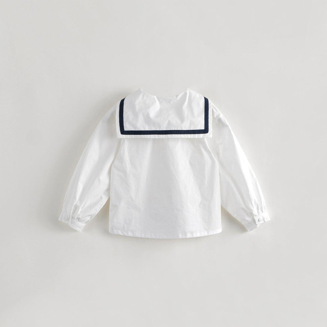 MARC&JANIE Girls Preppy Style Naval Collar Cotton Shirt Children's Shirt for Autumn 231360 - MARC&JANIE