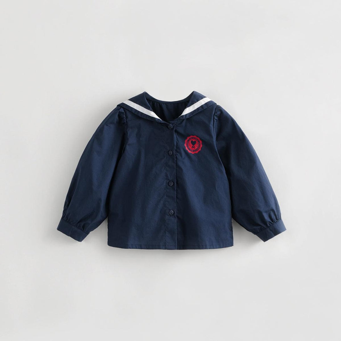 MARC&JANIE Girls Preppy Style Naval Collar Cotton Shirt Children's Shirt for Autumn 231360 - MARC&JANIE