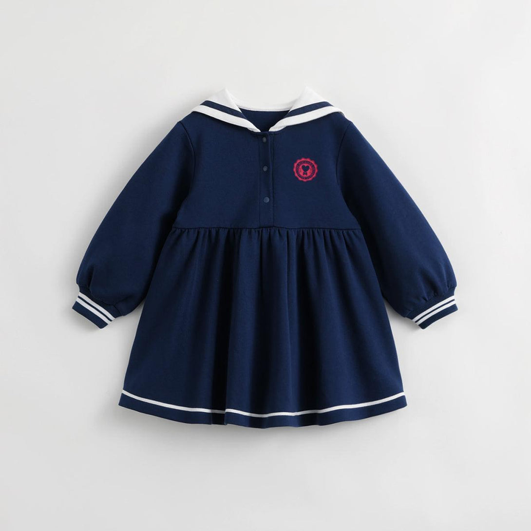 MARC&JANIE College Style Girls Navy Neck Dresses Children's Dresses for Autumn 231209 - MARC&JANIE