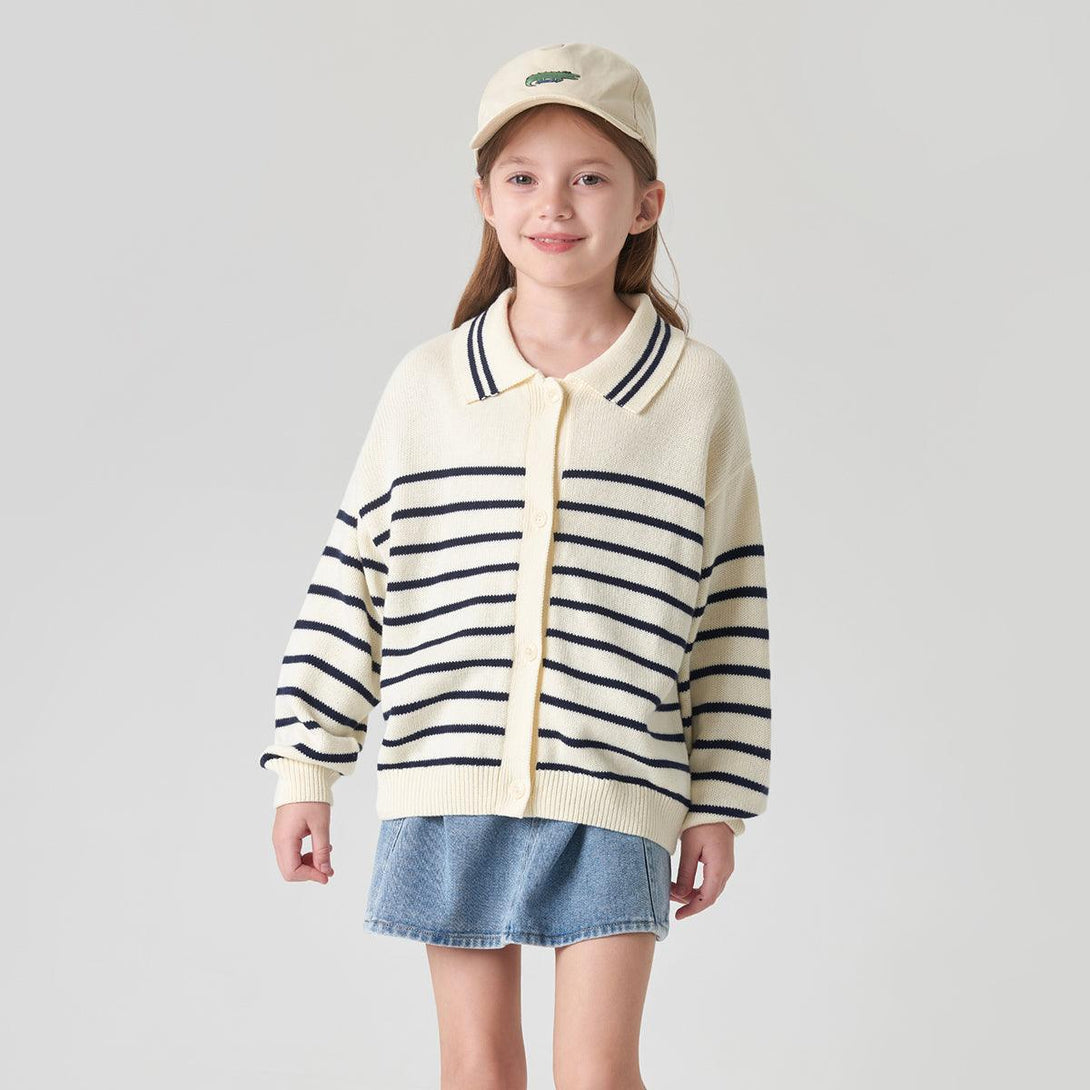 Girls Preppy Style Striped Shawl Collar Cardigan 230192 - MARC&JANIE