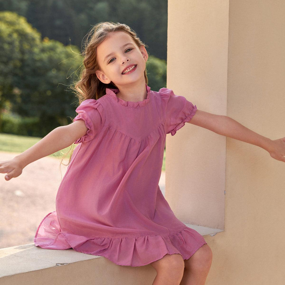 Girls Puff Sleeve Cotton Silk Dress 230733 - MARC&JANIE