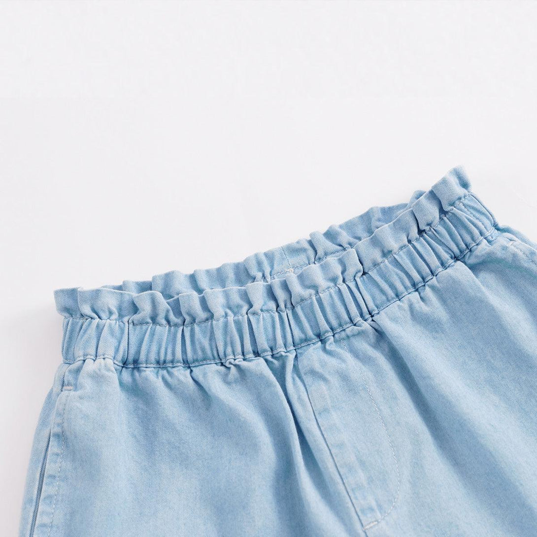 Girls Pure Cotton Lace Waist Denim Shorts 240885 - MARC&JANIE