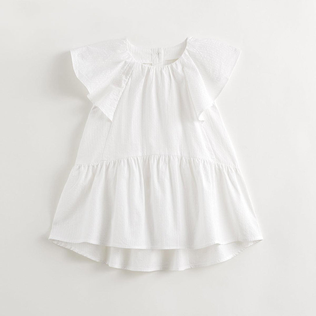 Girls Ruffle Edge Flutter Sleeve Round Neck Dress 240869 - MARC&JANIE