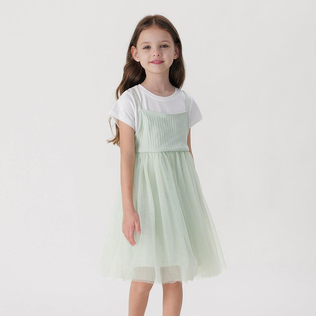 Girls Short Sleeve Mesh Dress 230907 - MARC&JANIE