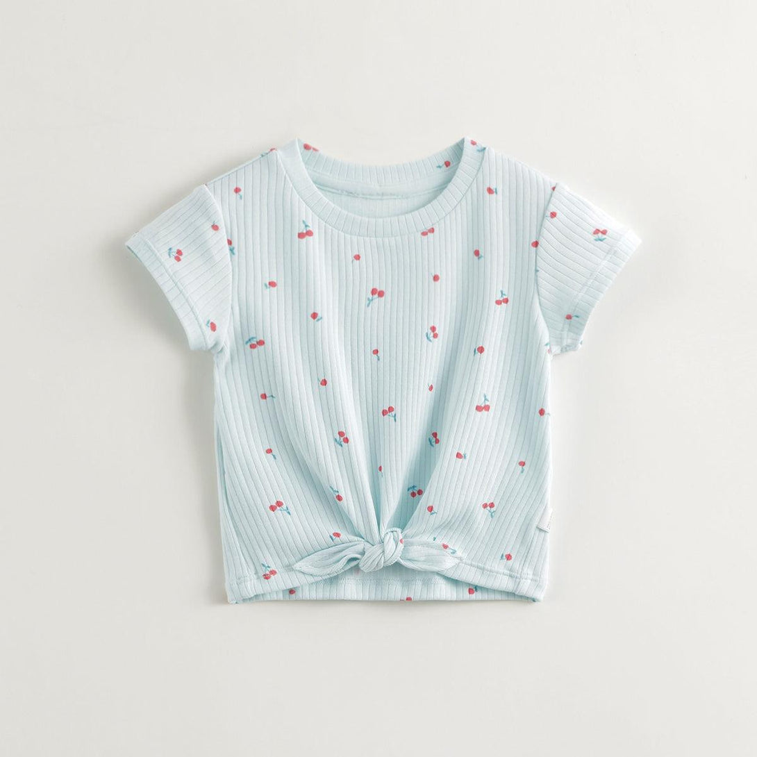 Girls Strawberry Print Knotted Short Sleeve T-shirt 240739 - MARC&JANIE