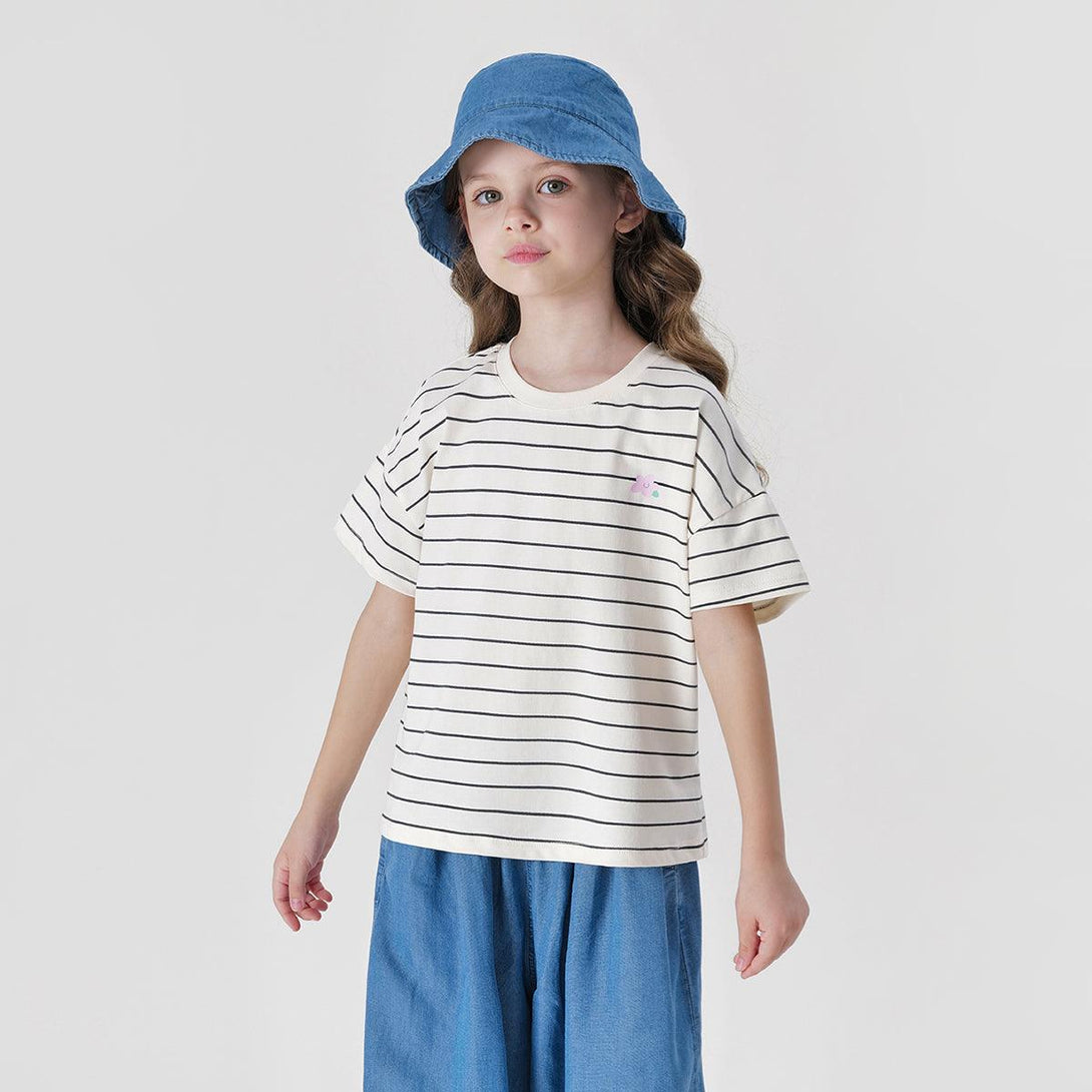 Girls Striped Crew-Neck Short-Sleeved T-Shirt 240768 - MARC&JANIE