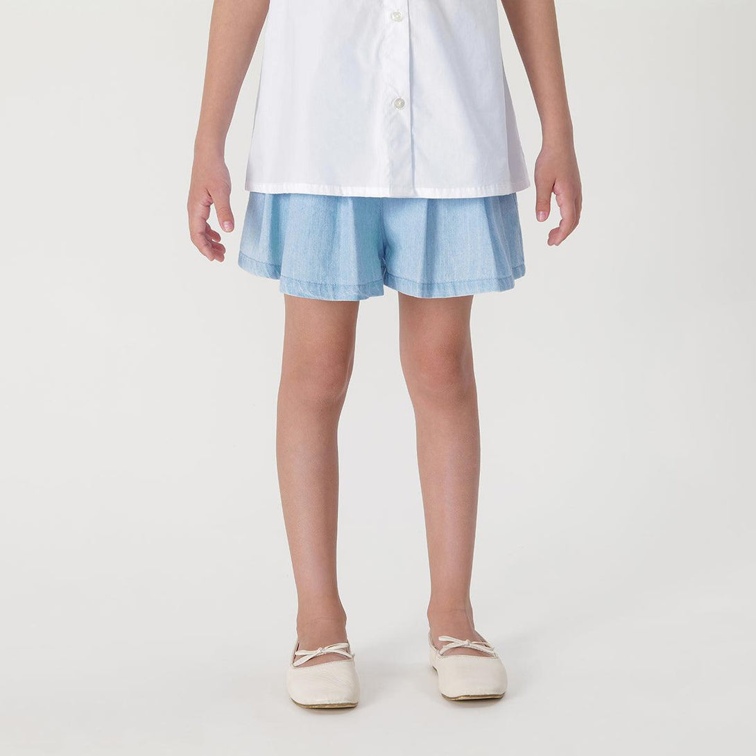 Girls Sweet A-line Pleated Denim Skorts 240617 - MARC&JANIE