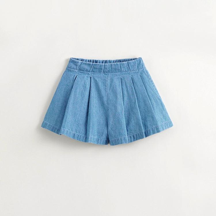 Girls Sweet A-line Pleated Denim Skorts 240617 - MARC&JANIE