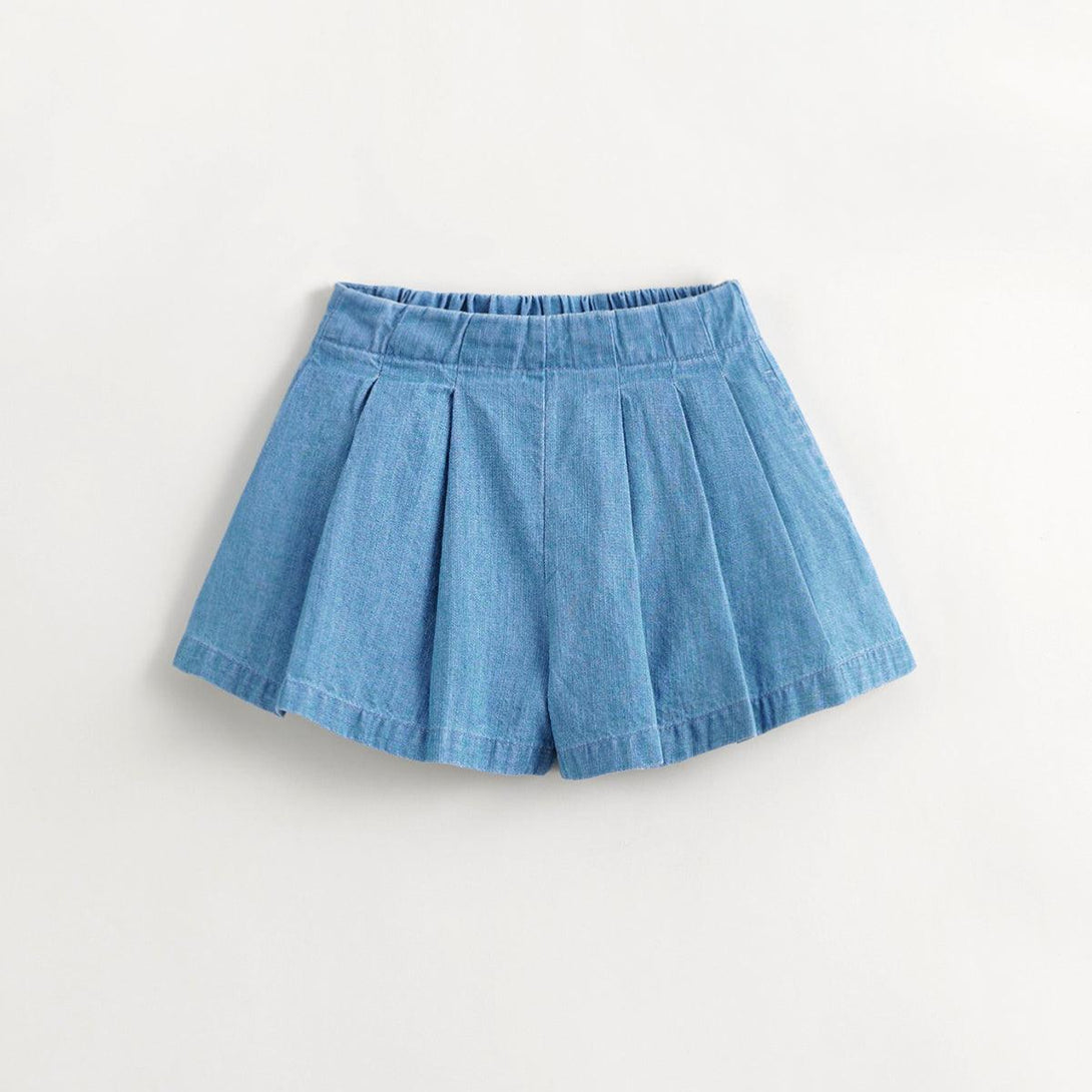 Girls Sweet A-line Pleated Denim Skorts 240617 - MARC&JANIE