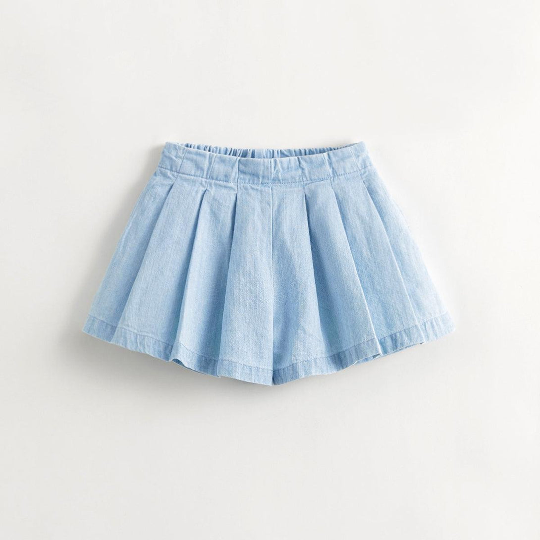 Girls Sweet A-line Pleated Denim Skorts 240617 - MARC&JANIE