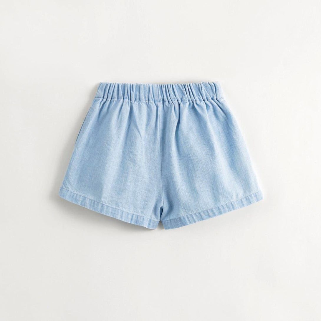 Girls Sweet A-line Pleated Denim Skorts 240617 - MARC&JANIE