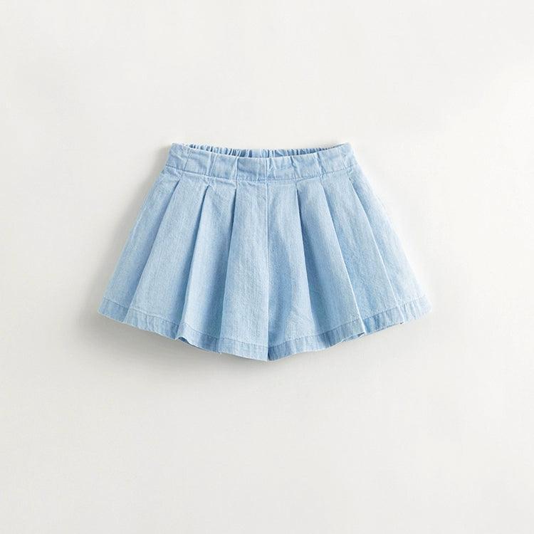 Girls Sweet A-line Pleated Denim Skorts 240617 - MARC&JANIE