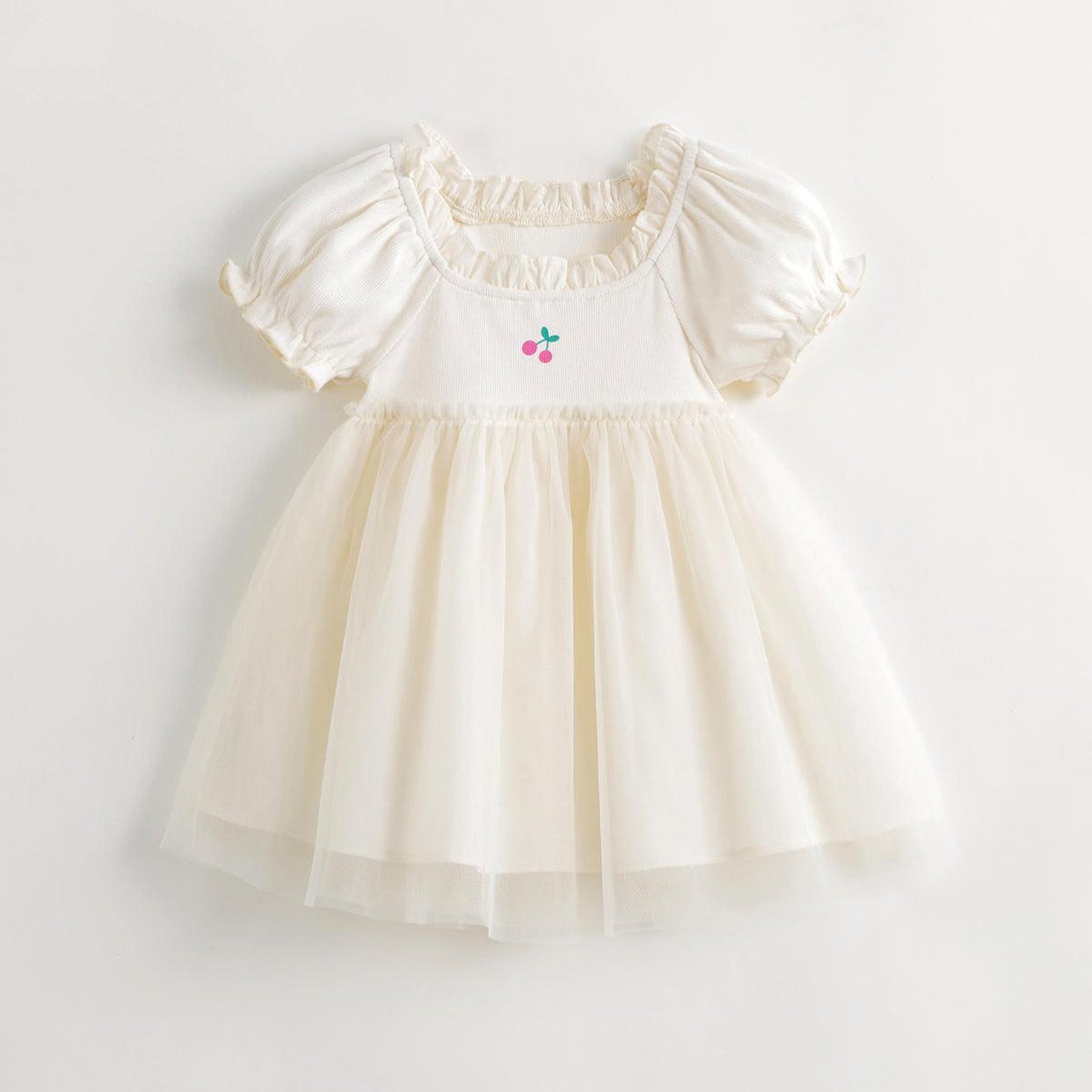 MARC&JANIE Girls Sweet Bubble Sleeve Lace Collar Tulle Dress for Children for Summer 240639 - MARC&JANIE