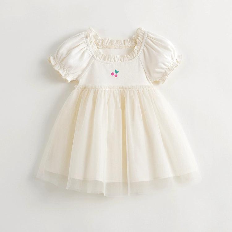 MARC&JANIE Girls Sweet Bubble Sleeve Lace Collar Tulle Dress for Children for Summer 240639 - MARC&JANIE