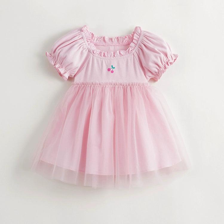 MARC&JANIE Girls Sweet Bubble Sleeve Lace Collar Tulle Dress for Children for Summer 240639 - MARC&JANIE