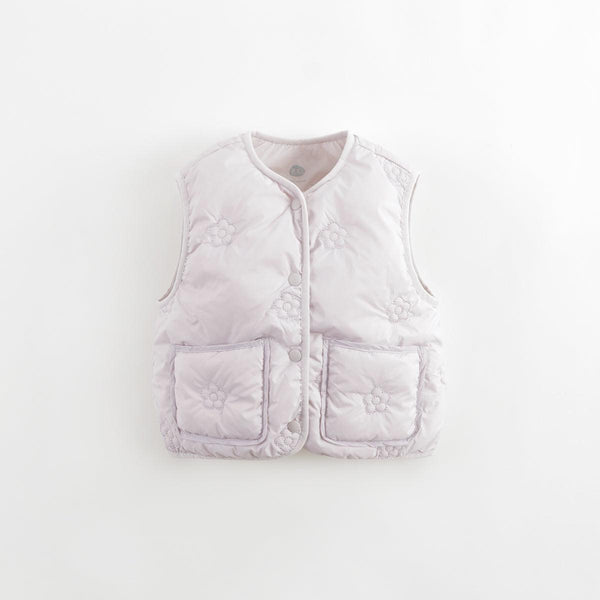 MARC&JANIE Girls Floral Quilted Ultralight Warm Down Vest Vest for Winter French Series 232026 - MARC&JANIE