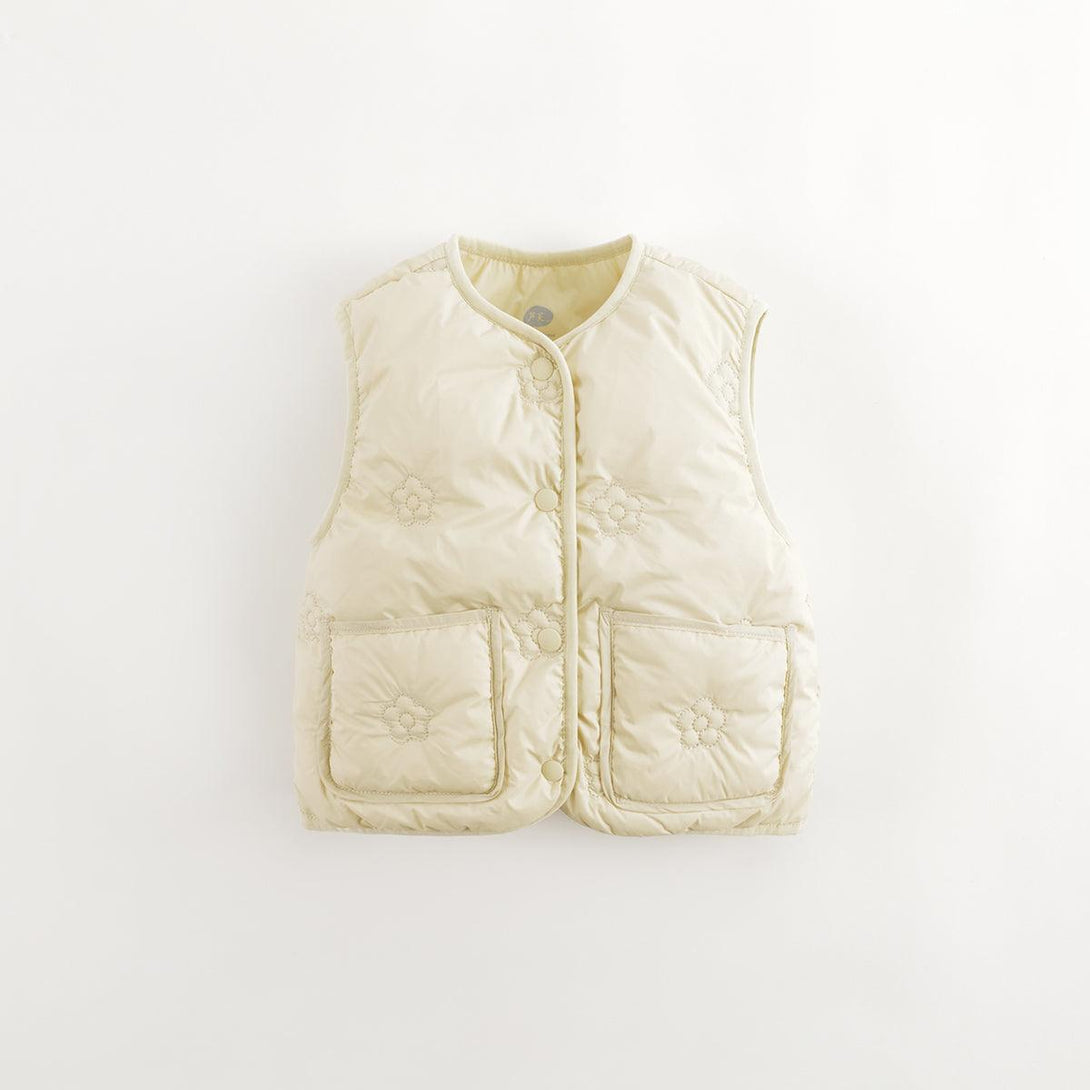 MARC&JANIE Girls Floral Quilted Ultralight Warm Down Vest Vest for Winter French Series 232026 - MARC&JANIE