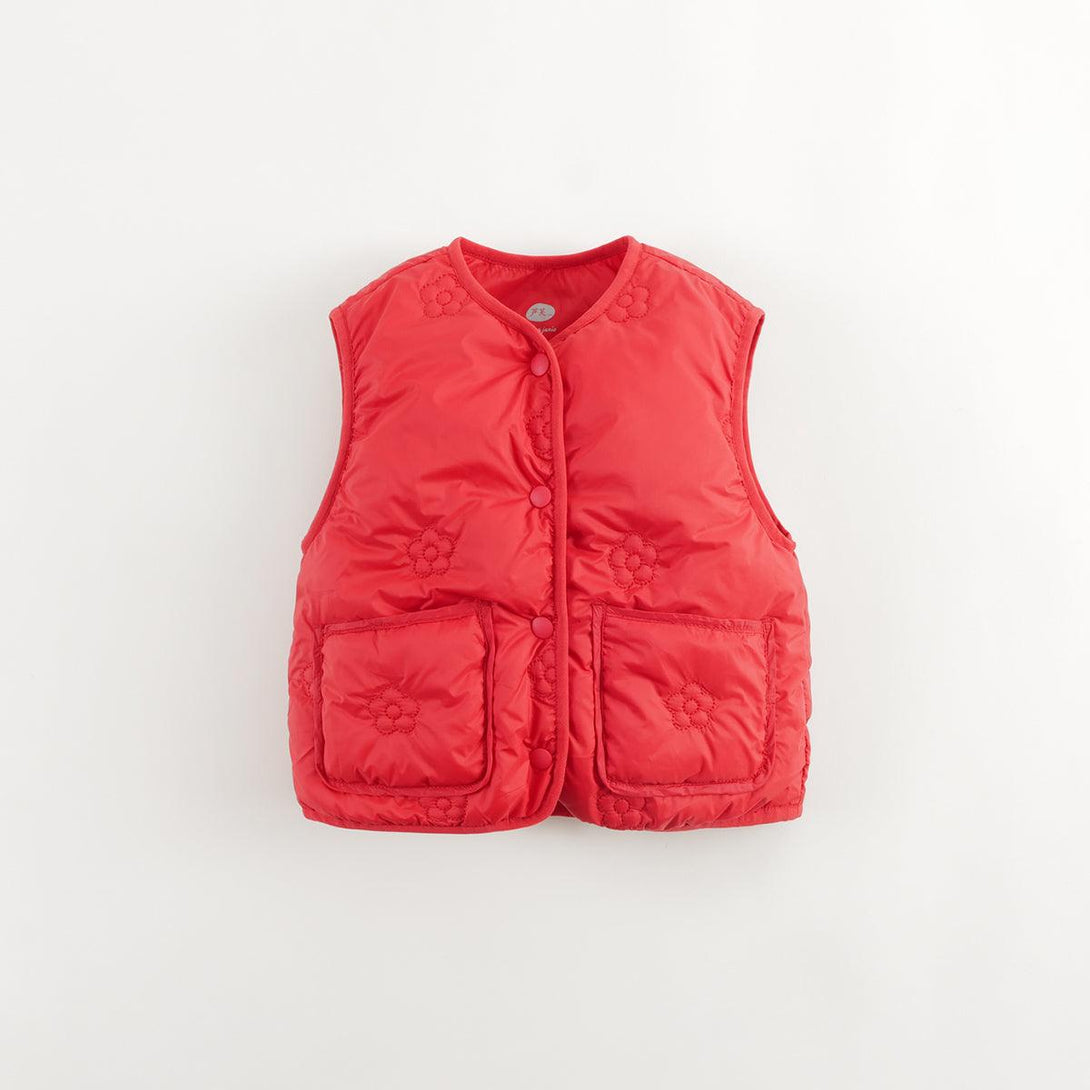 MARC&JANIE Girls Floral Quilted Ultralight Warm Down Vest Vest for Winter French Series 232026 - MARC&JANIE