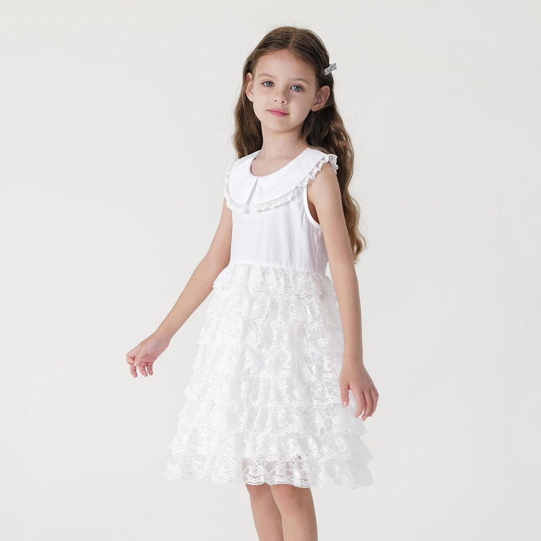 Girls White Lace Mesh Dress Princess Dress 240665 - MARC&JANIE