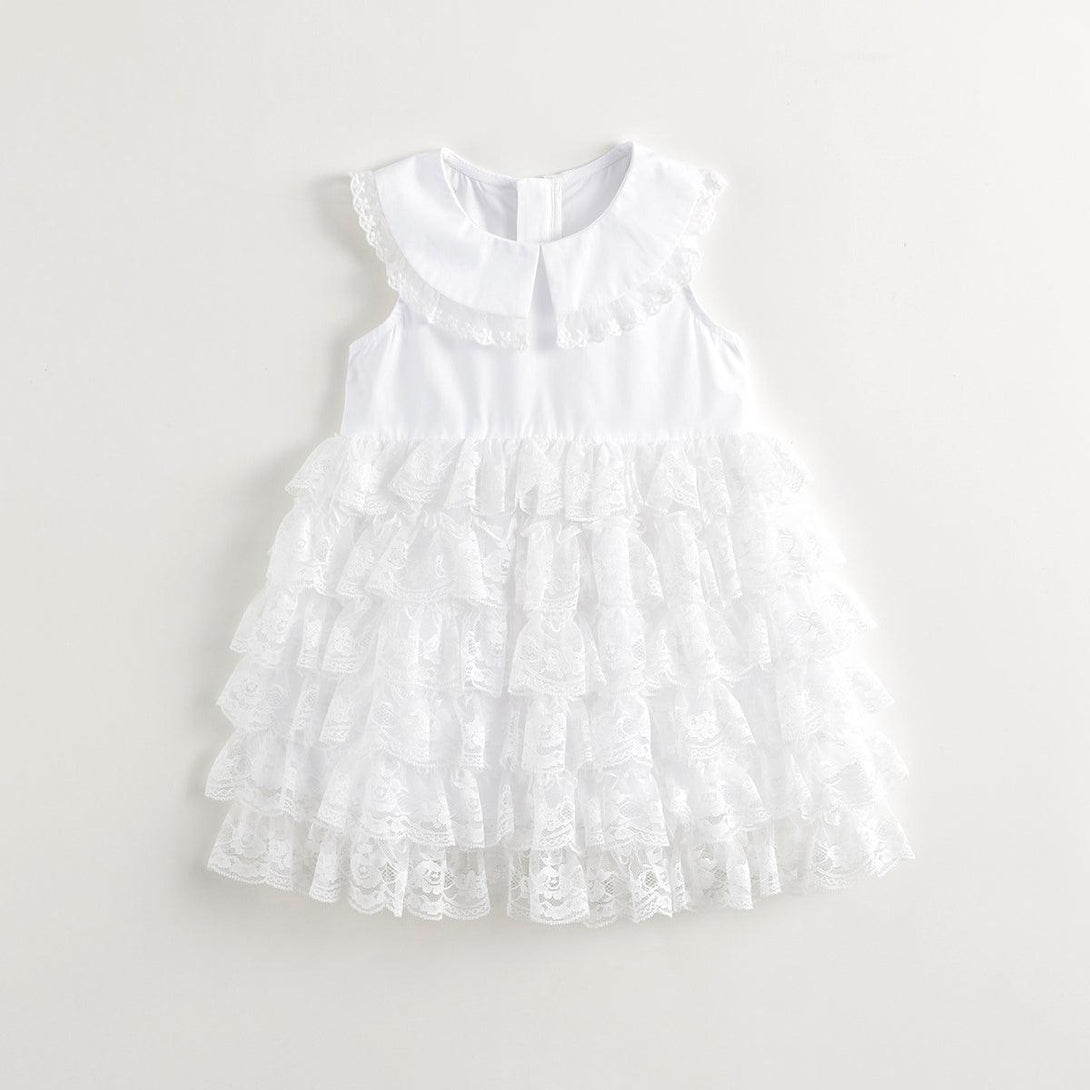 Girls White Lace Mesh Dress Princess Dress 240665 - MARC&JANIE