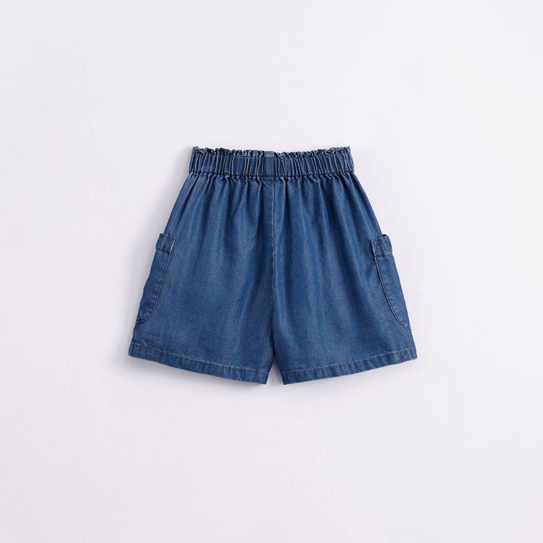 Girls Wood Ear Edge Large Pocket Denim Shorts 240655 - MARC&JANIE