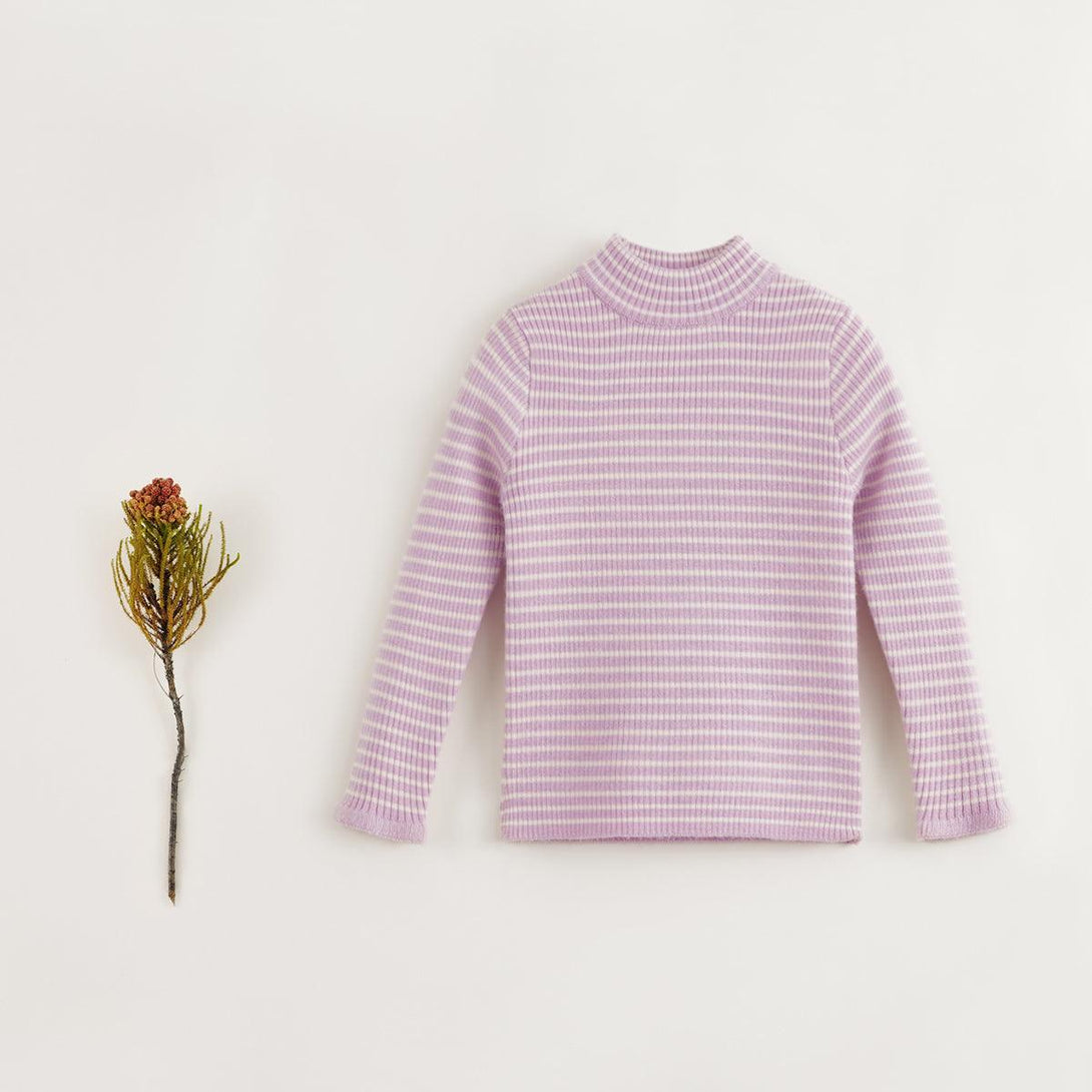 MARC&JANIE Girls Wool Stripe High Stretch Turtleneck Soft Sweater for Winter French Series 231970 - MARC&JANIE