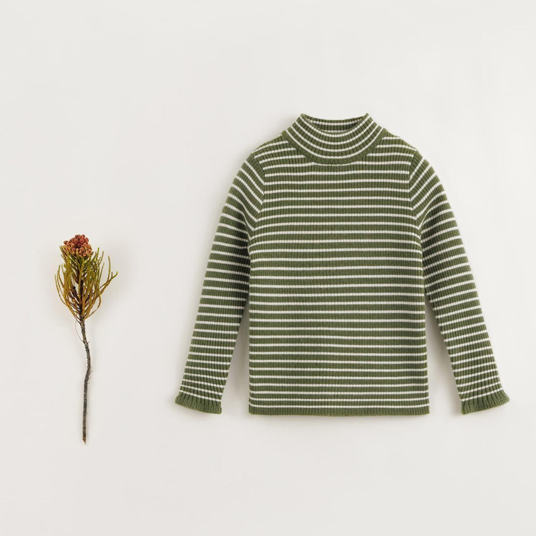 MARC&JANIE Girls Wool Stripe High Stretch Turtleneck Soft Sweater for Winter French Series 231970 - MARC&JANIE