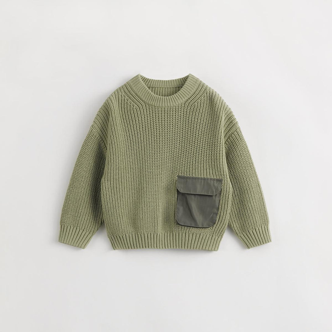 MARC&JANIE Outdoor Style Boys Crew Neck Twisted Knit Sweater for Winter 231933 - MARC&JANIE